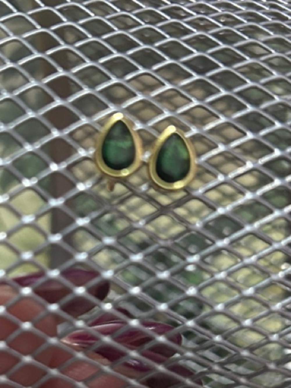14k Gold over 925 Silver Green Tear Drop Stud Push Back Earrings NEW
